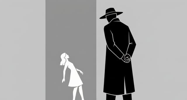 Article cover image of a white figure representing a target of surveillance and a black figure representing a surveillance